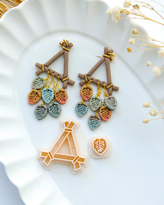 Twig Triangle Polymer Clay Cutters | Fall Mini Leaf Clay Earring Cutter for Jewelry Making