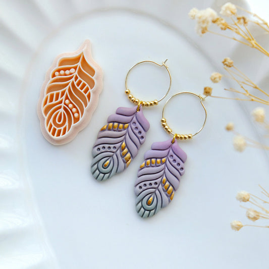 Boho Feather Polymer Clay Cutters | Fall Clay Earring Cutter for Jewelry Making