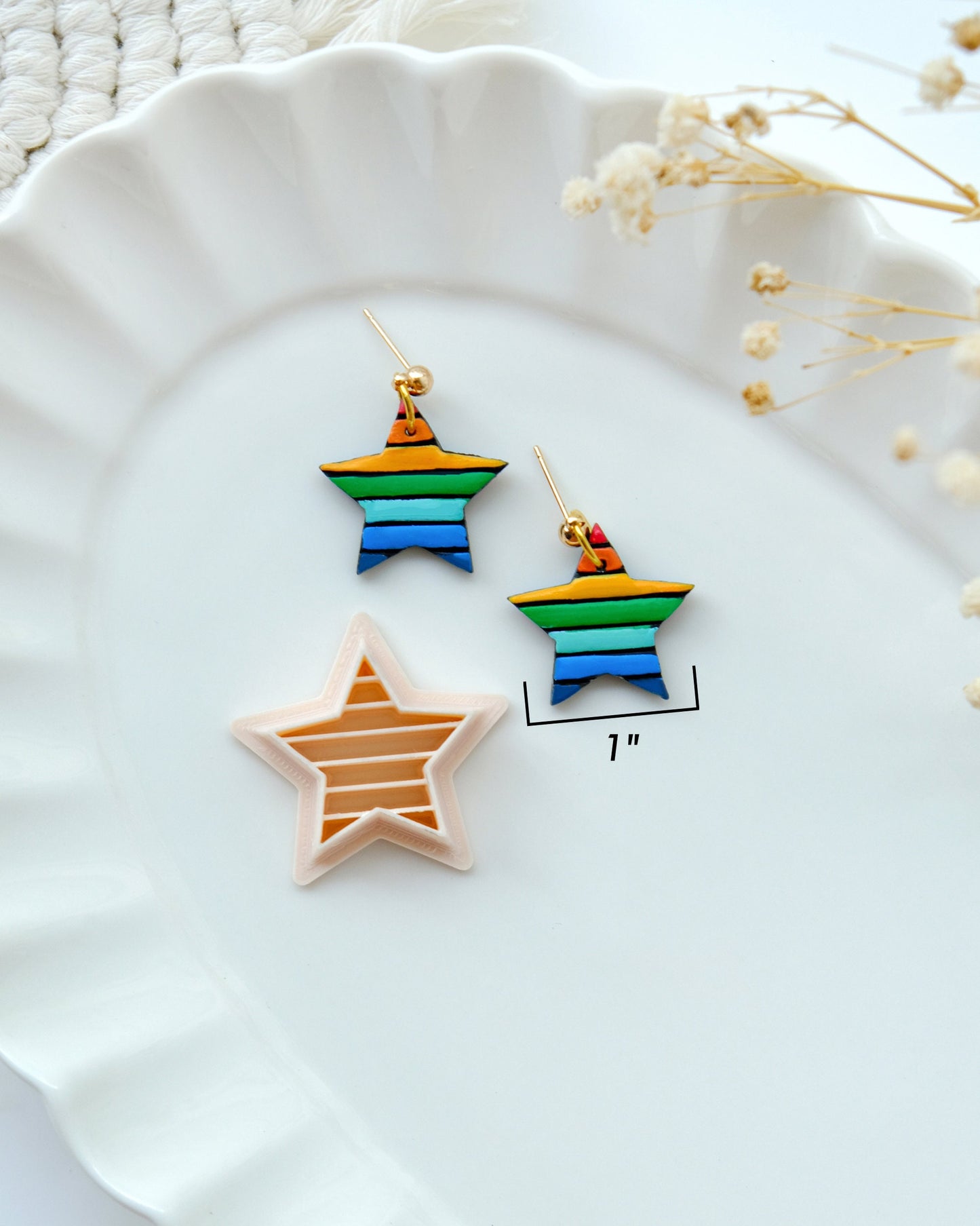 Pride Month Polymer Clay Cutters | Embossing Clay Earring Cutters for Jewelry Making | Flag | Star
