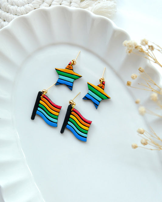 Pride Month Polymer Clay Cutters | Embossing Clay Earring Cutters for Jewelry Making | Flag | Star