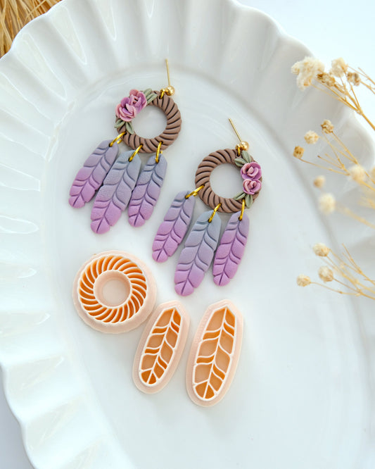 Boho Feather Tribe Polymer Clay Cutters | Fall Western Clay Earring Cutter Set for Jewelry Making