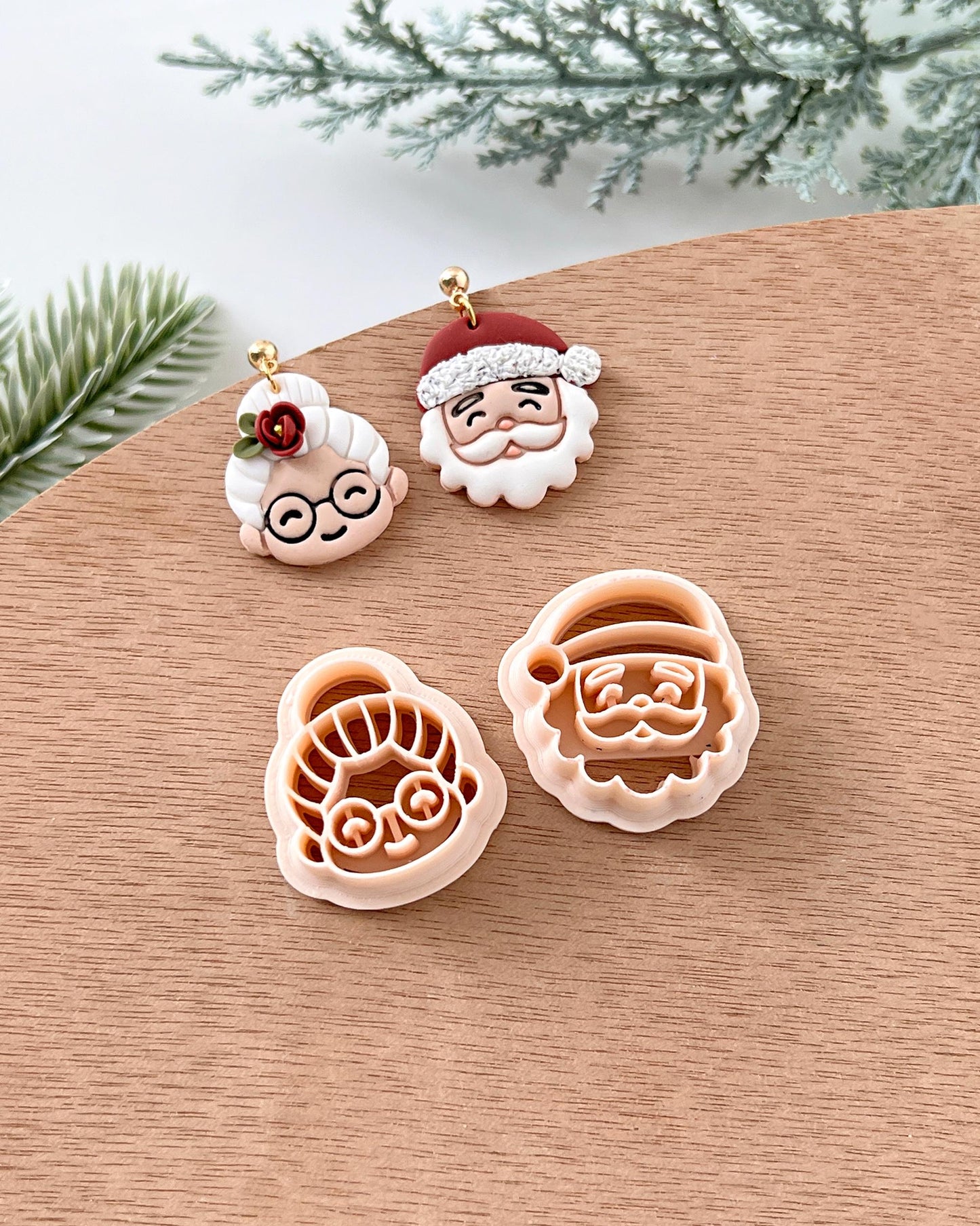 Mr & Mrs Santa Claus Clay Earring Cutters