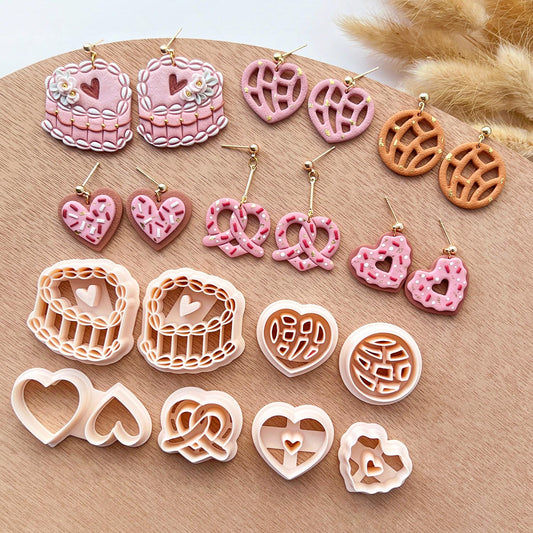 Valentines Heart Polymer Clay Cutters | Love Cookie Clay Cutter | Clay Earring Tools | Concha | Cake | Pretzel
