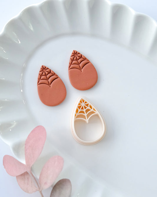 Halloween Spider Web Teardrop Clay Earring Cutters