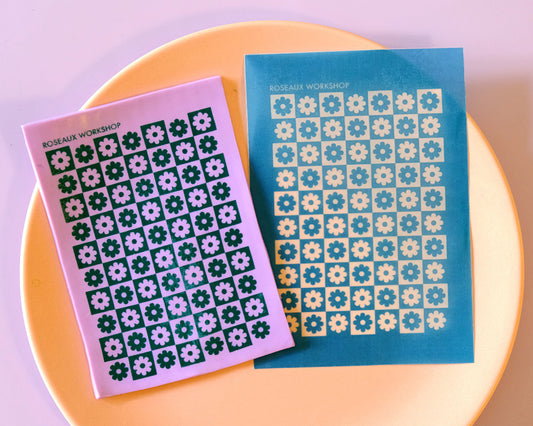 Retro Flower Checkered Silk Screen For Polymer Clay Earring