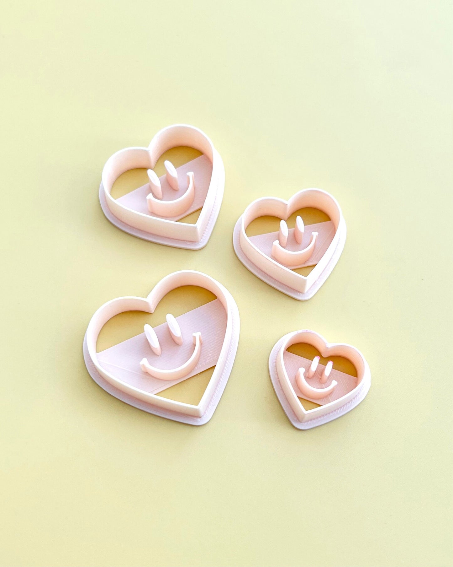Valentine's Day Smiley Face Heart Polymer Clay Cutters