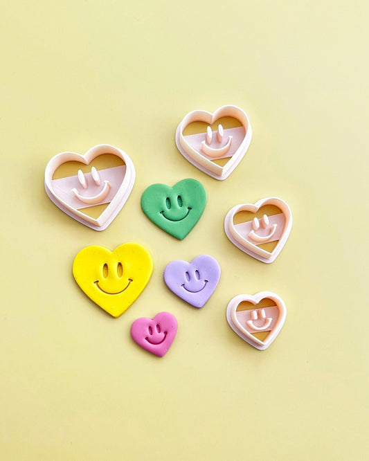 Valentine's Day Smiley Face Heart Polymer Clay Cutters