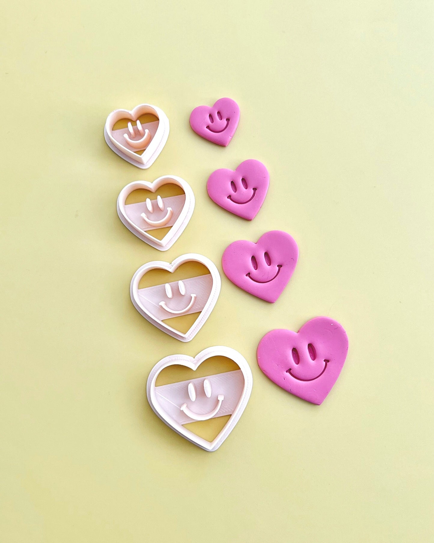 Valentine's Day Smiley Face Heart Polymer Clay Cutters