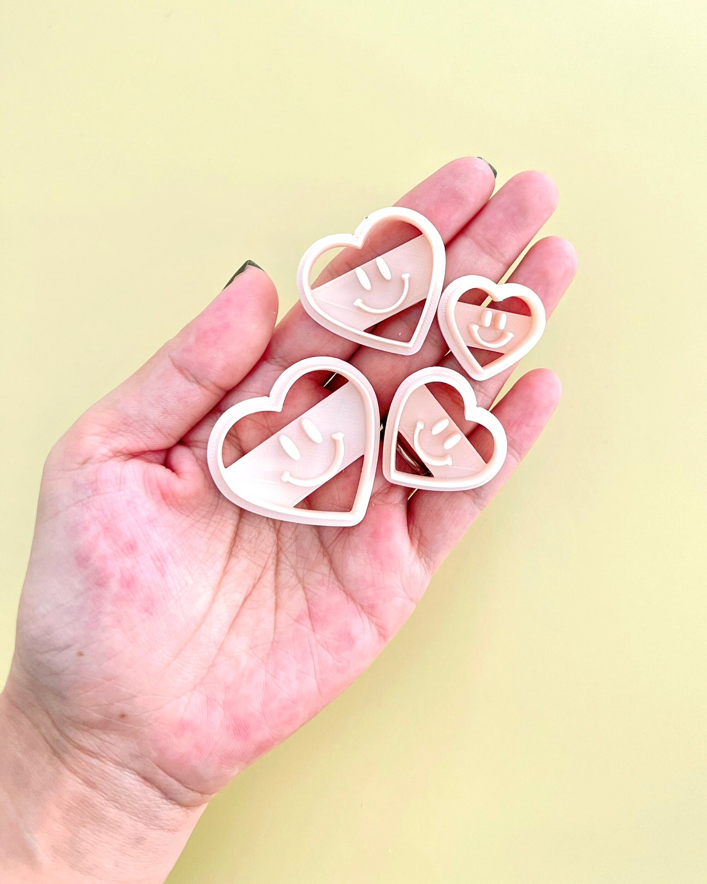 Valentine's Day Smiley Face Heart Polymer Clay Cutters