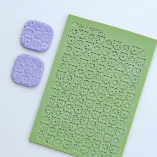 Flower Checkerboard Texture Mat for Polymer Clay Earrings