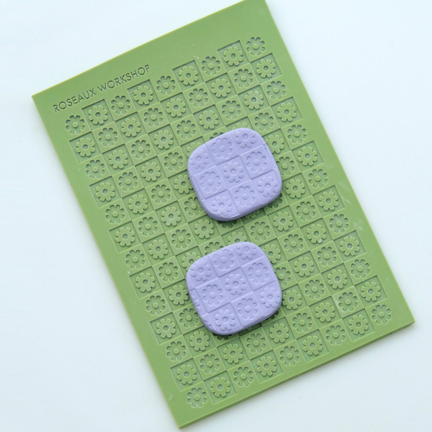 Flower Checkerboard Texture Mat for Polymer Clay Earrings