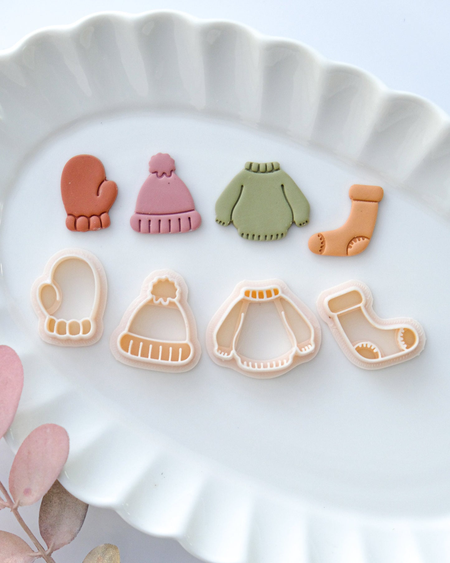 Christmas Clay Cutters Set | Stud Earring Polymer Clay Cutters | Socks Gloves Sweater Beanie Earring Cutters | Winter Cutters | Clay Tools