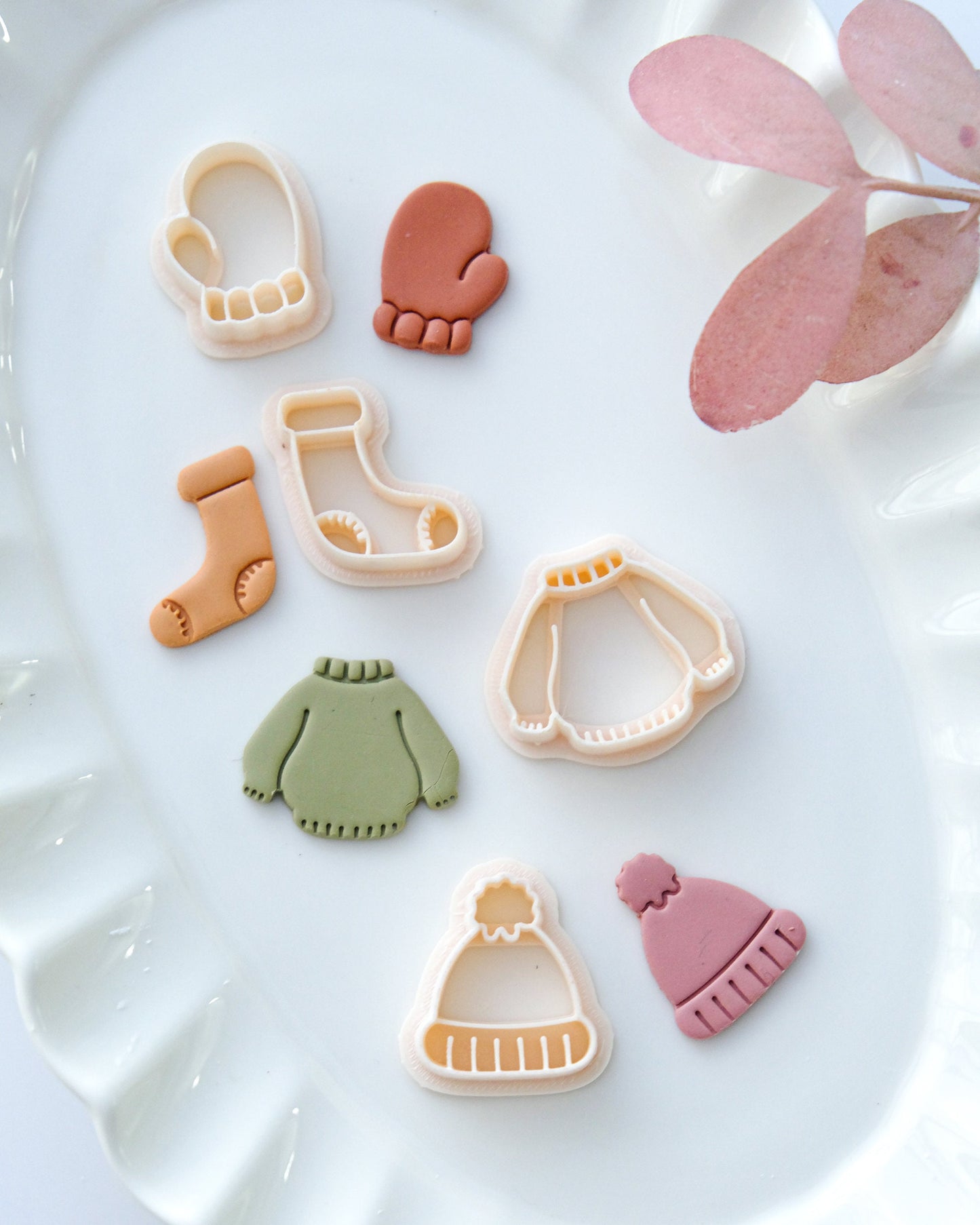 Christmas Clay Cutters Set | Stud Earring Polymer Clay Cutters | Socks Gloves Sweater Beanie Earring Cutters | Winter Cutters | Clay Tools