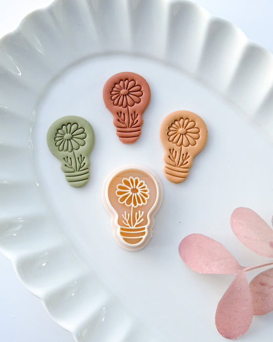 Flower in Light Bulb Polymer Clay Cutters
