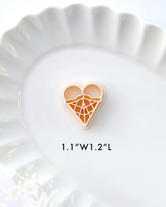 Heart Shaped Ice Cream Valentines Day Polymer Clay Cutter