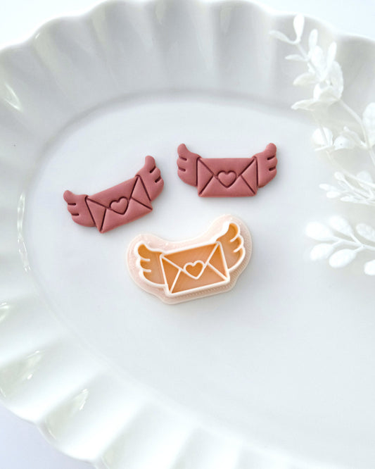 Flying Letter Valentines Day Polymer Clay Cutter
