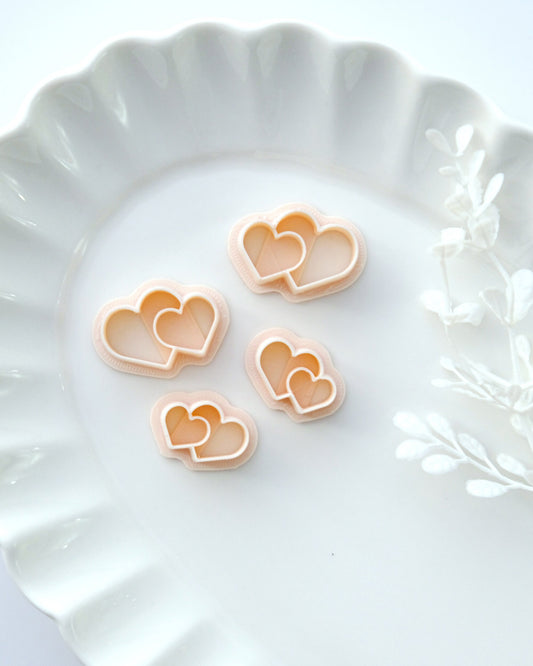 Double Heart Valentines Polymer Clay Cutters