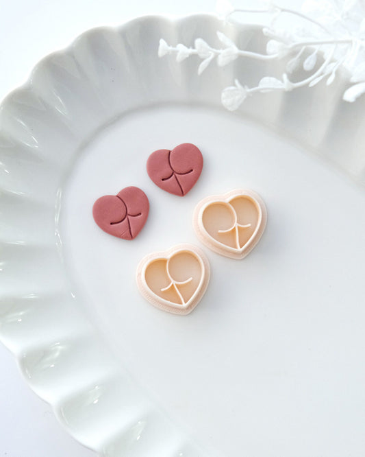 Peach Butt Heart Shape Polymer Clay Cutters Set