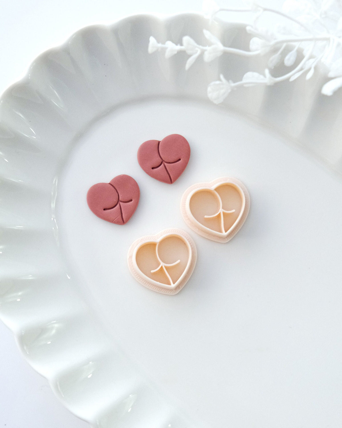 Peach Butt Heart Polymer Clay Cutters