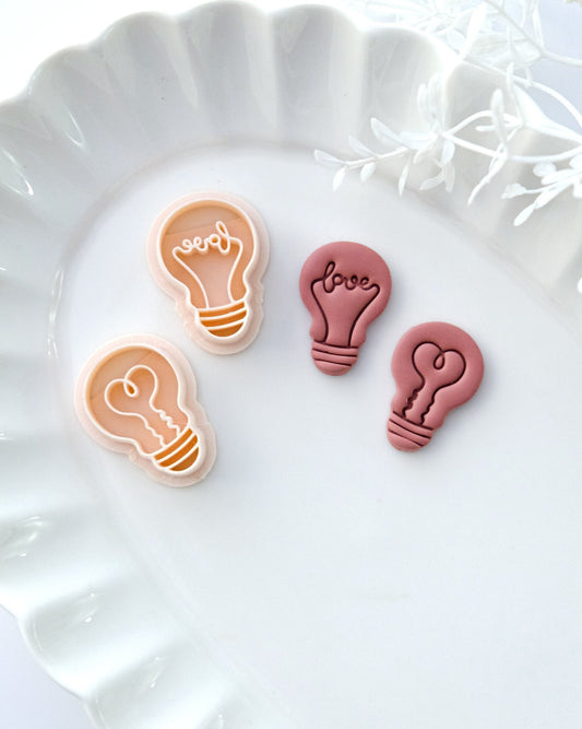 Love Light Bulb Valentines Day Polymer Clay Cutters