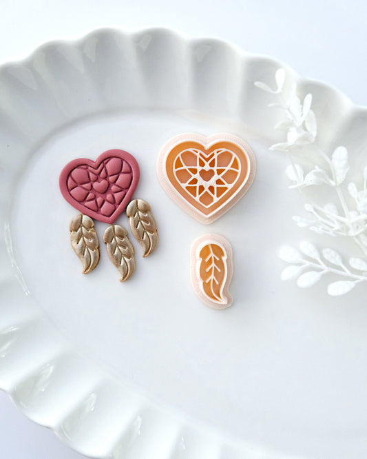 Heart Shape Dream Catcher Valentines Polymer Clay Cutters