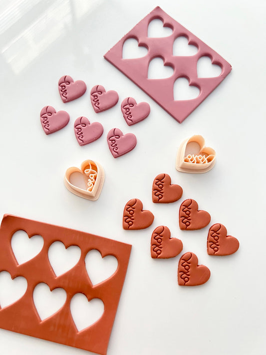 Love Heart Valentines Polymer Clay Cutters