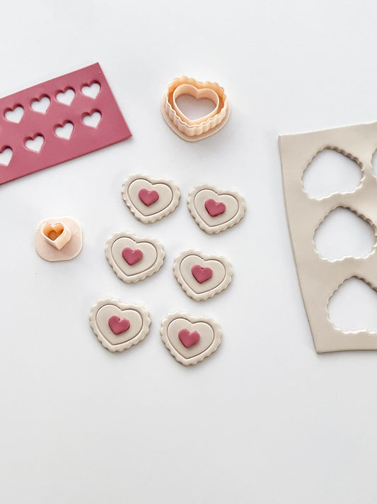 Scalloped Mini Heart Valentines Day Polymer Clay Cutters