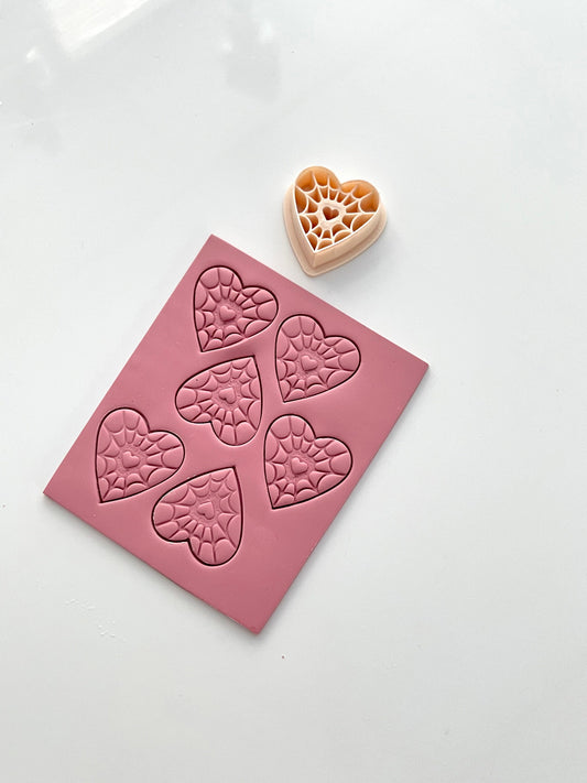 Spiderweb Heart Valentines Polymer Clay Cutters