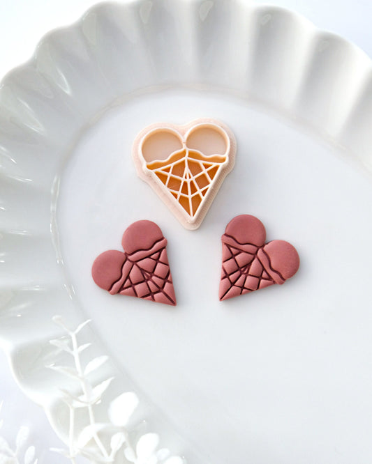 Heart Shaped Ice Cream Valentines Day Polymer Clay Cutter