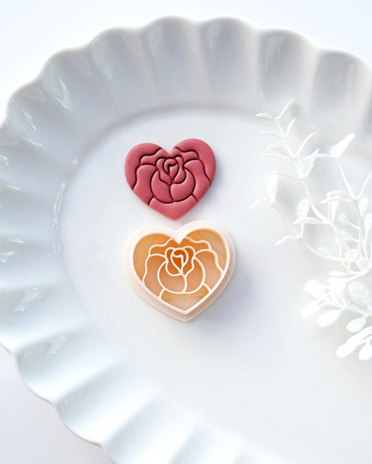 Rose Heart Valentines Polymer Clay Cutters