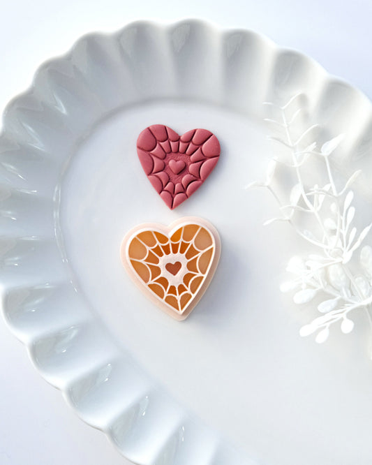 Spiderweb Heart Valentines Polymer Clay Cutters