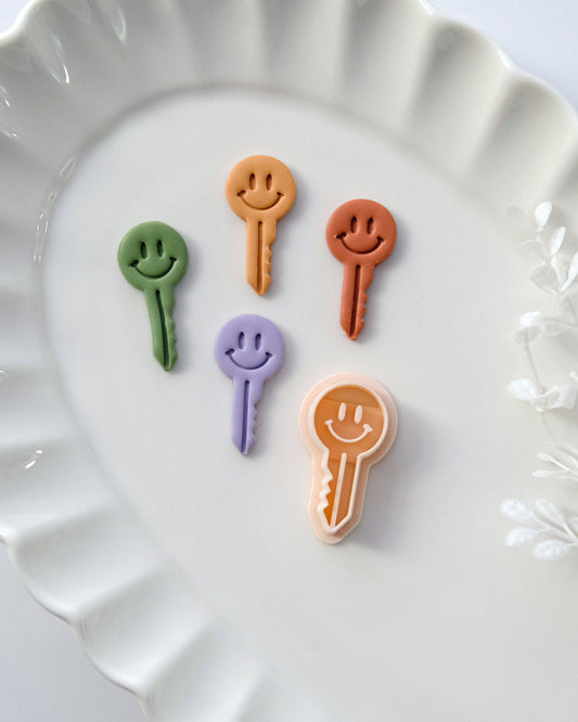 Boho Spring Smiley Face Key Polymer Clay Earring Cutters