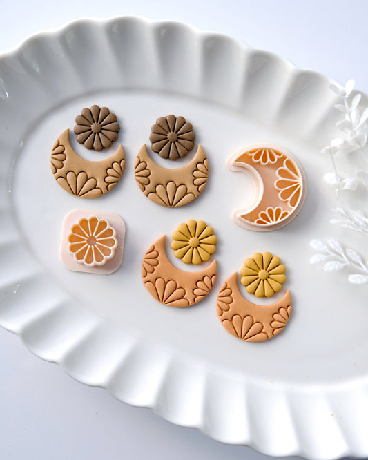 Boho Daisy Moon Clay Earring Cutters