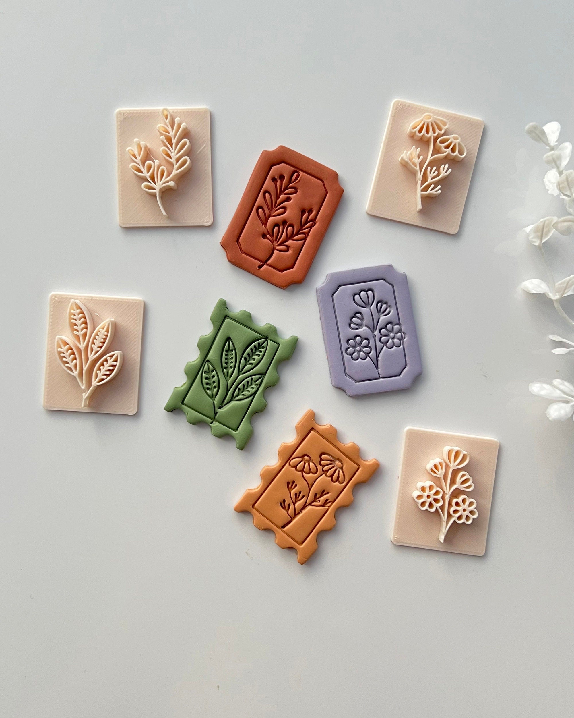 Puocaon Potted Plant Clay Stamps - 12 Pcs Acrylic Clear Debossing Plate for  Polymer Clay Jewelry, Cute Flower Texture Stamps for Clay Earrings Making
