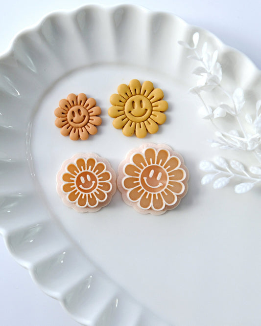 Smiley Face Sunflower Clay Earring Cutters