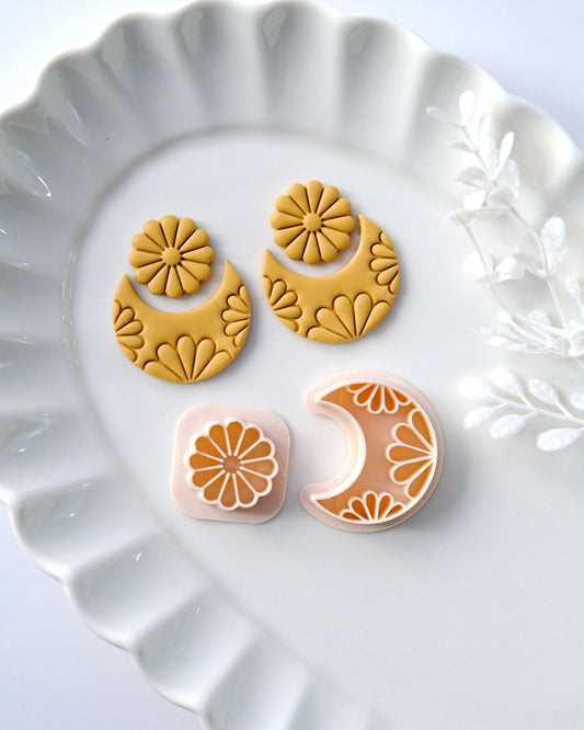 Boho Daisy Moon Clay Earring Cutters
