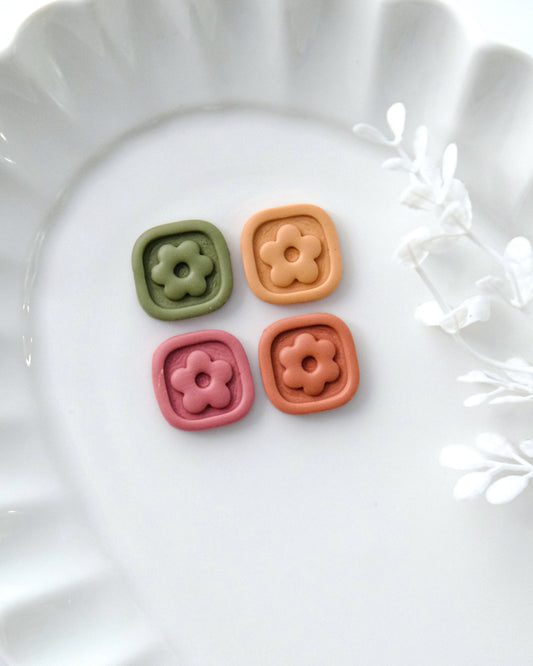 Debossing Squared Flower Polymer Clay Cutters