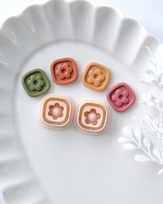 Debossing Squared Flower Polymer Clay Cutters