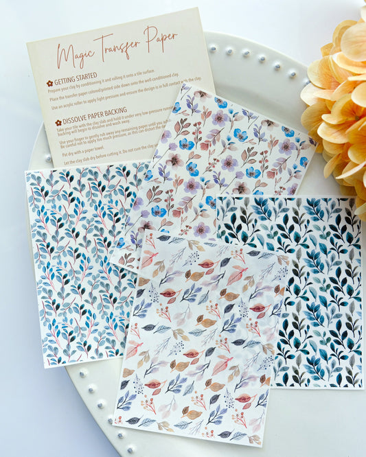 Watercolor Leaf Clay Transfer Sheet