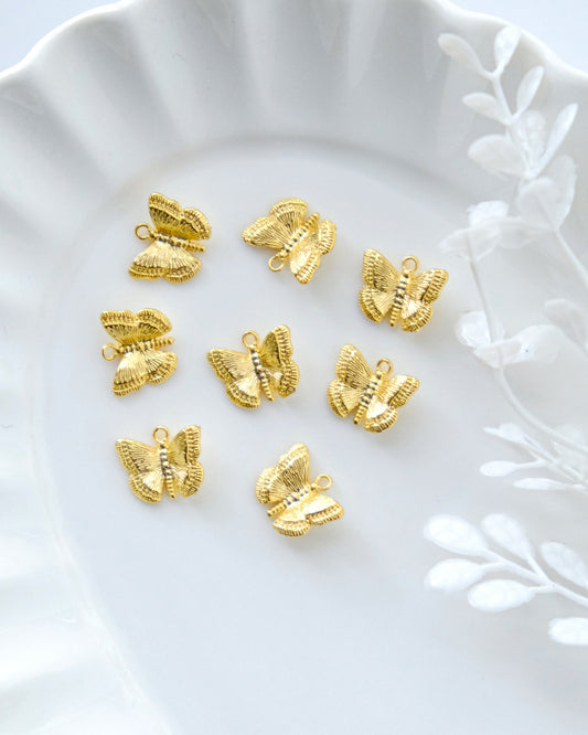 10pcs Gold Plated Brass Butterfly Earring Charms