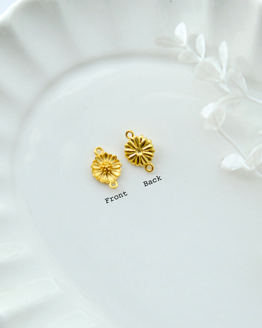10pcs Gold Plated Flower Charms
