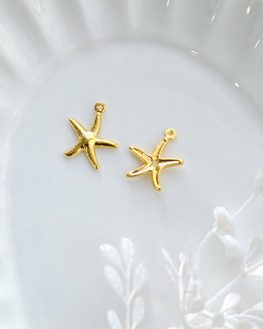10pcs Gold Plated Brass Starfish Charms