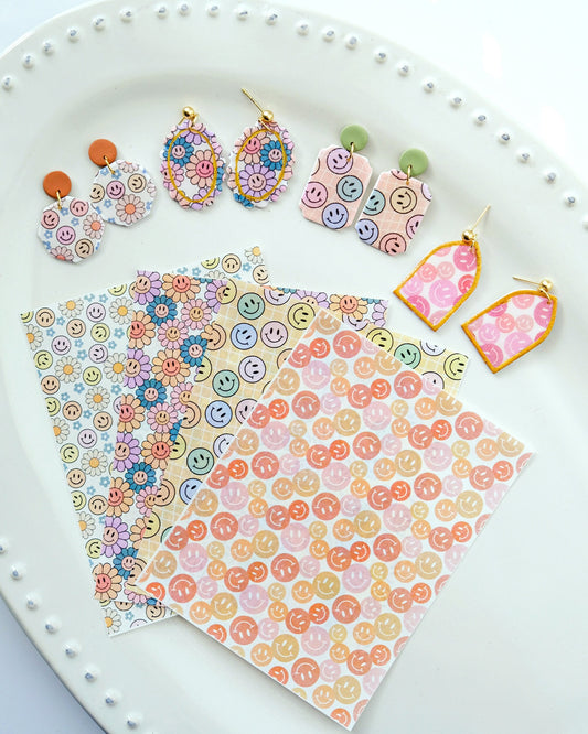 Groovy Retro Pattern Clay Transfer Paper