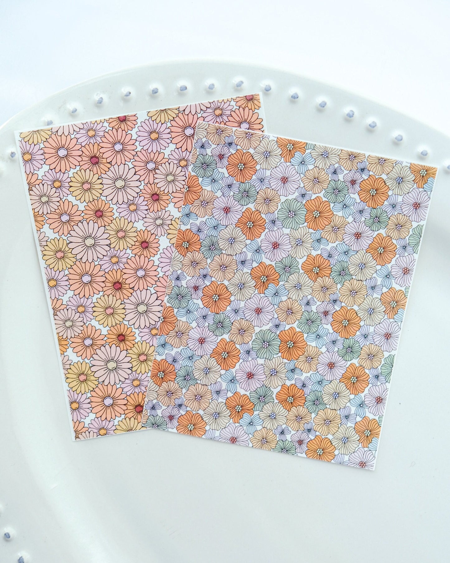 Retro Floral Clay Transfer Papers