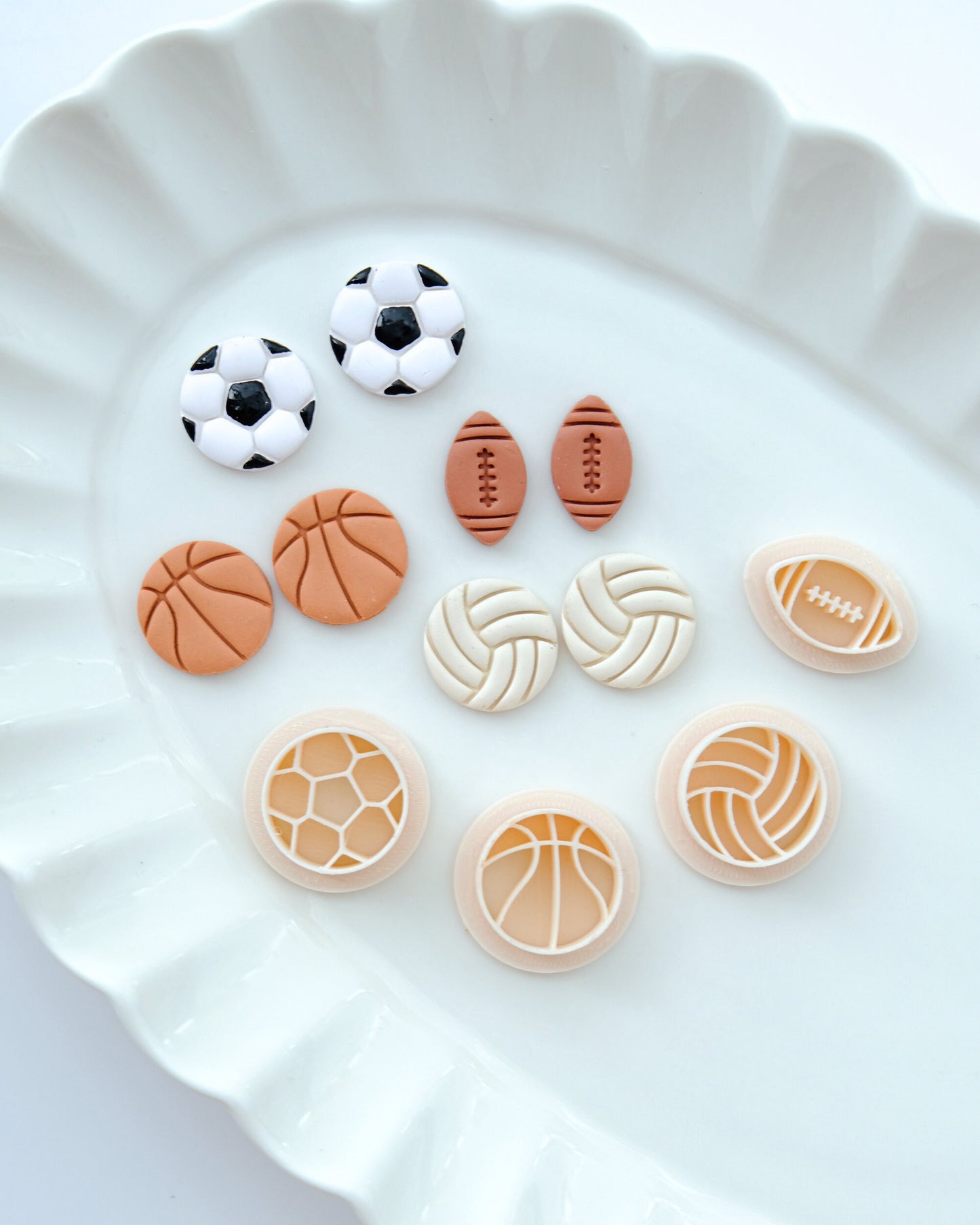 Sports Balls Stud Polymer Clay Cutters Set
