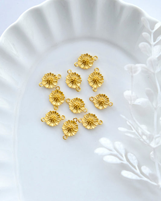 10pcs Gold Plated Flower Charms