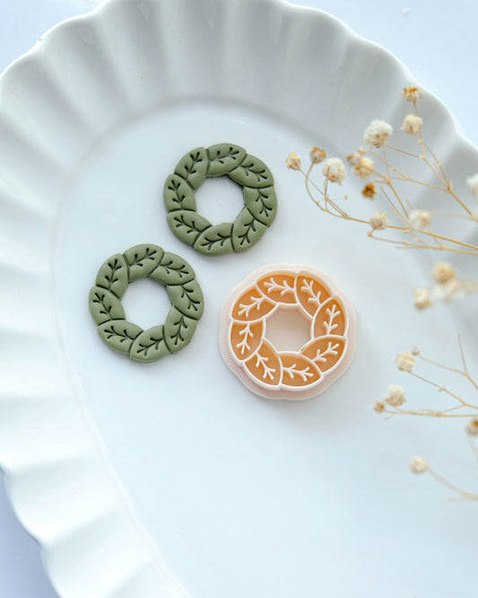 Fall Leaf Wreath Polymer Clay Cutters