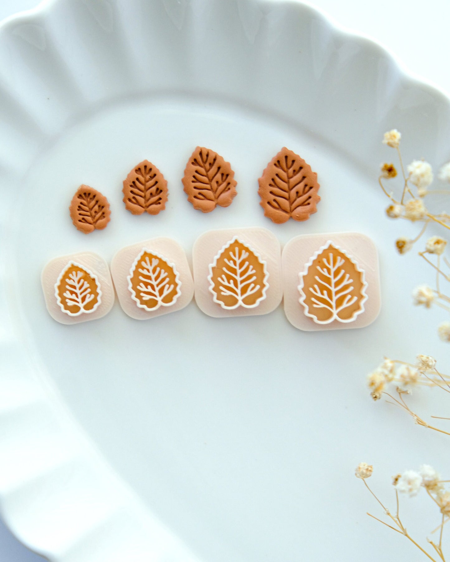 Mini Embossing Leaf Clay Cutters