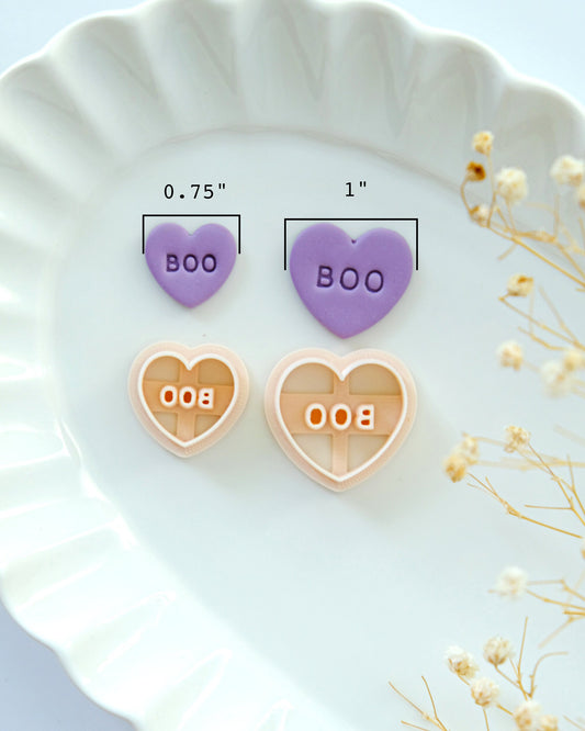 BOO Heart Halloween Polymer Clay Cutters