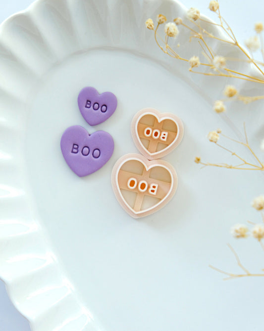 BOO Heart Halloween Polymer Clay Cutters